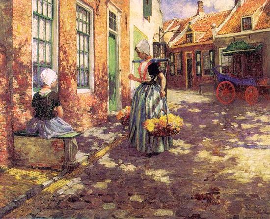 George Hitchcock Dutch Flower Girls China oil painting art